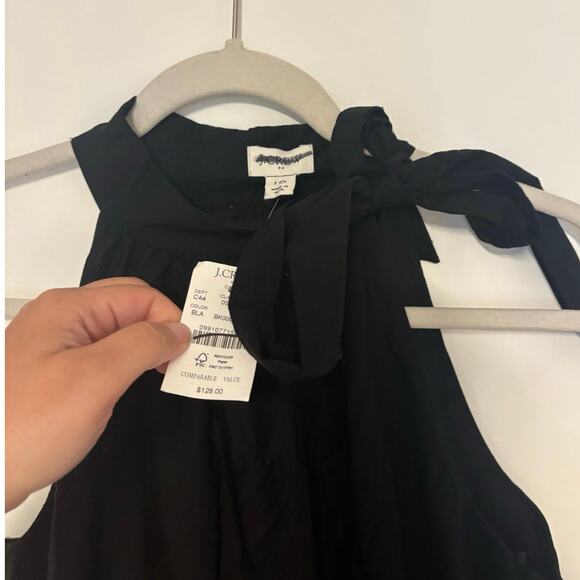 NWT J.Crew Tie Neck Midi Dress With Eyelet Dress Black Size 10 - Picture 6 of 10